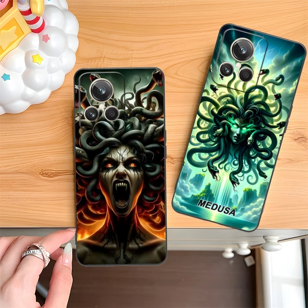 Medusa Snake Painting Mobile Cell Phone Case for Realme GT 2 9i 8i 7i Pro X50 X2 C35 C21 C20 C11 C3 Black Soft Phone Cover Shell