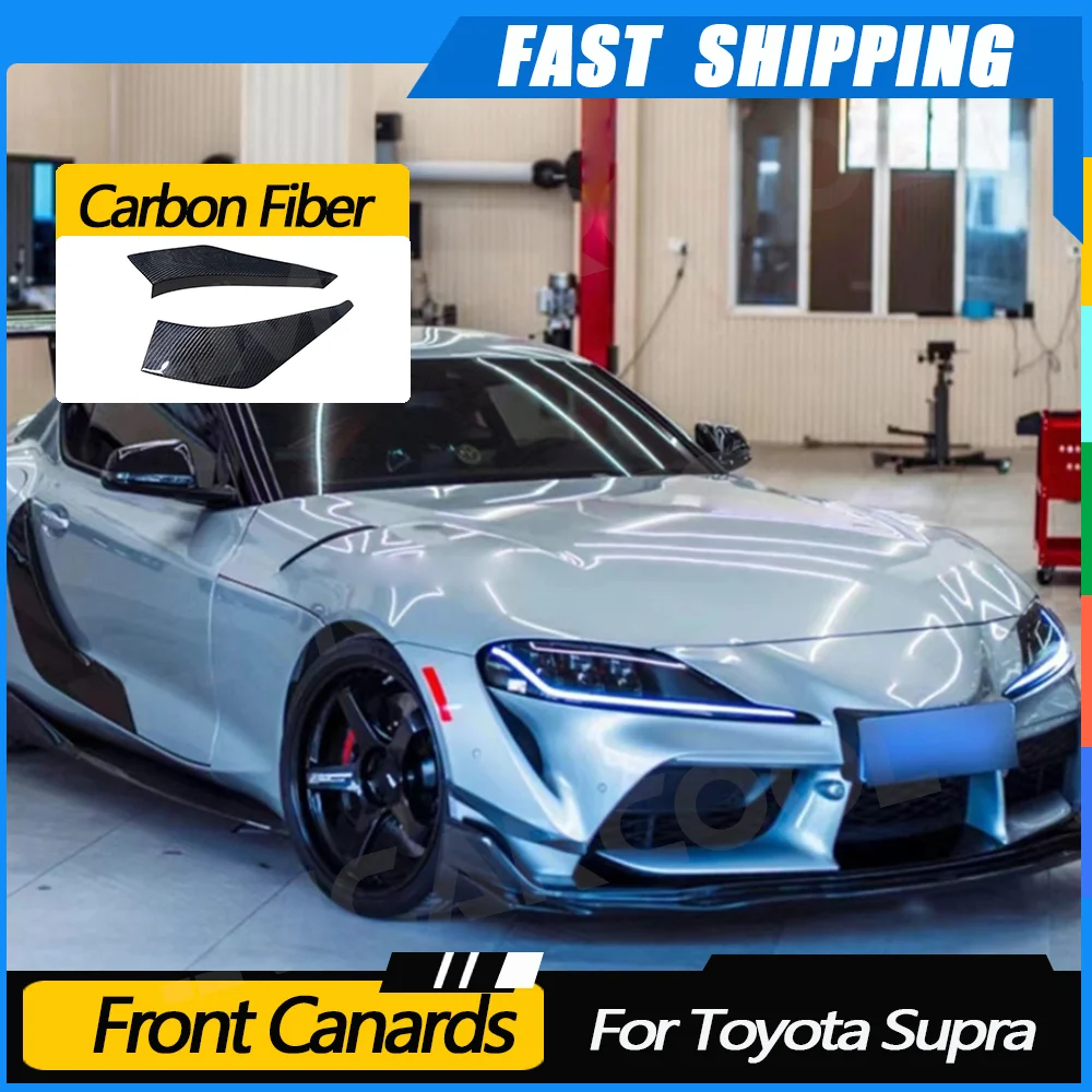 

Накладки-сплиттеры (канарды) из карбона JMCARCOOL для переднего бампера, молдинги из стеклопластика для Toyota Supra 2019-2020, автомобильные аксессуары