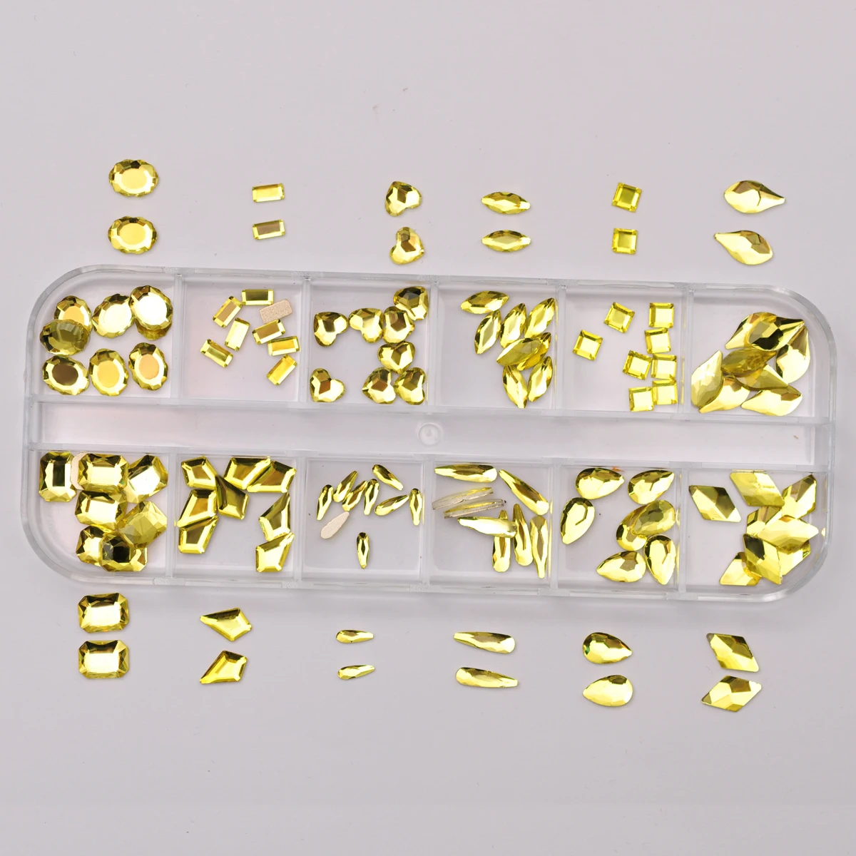 120pcs/Box Citrine Color Nail Charms Rhinestones NonHotfix Crystal Nail Parts Accessories Gems 3D Glitter Nails Art Decorations