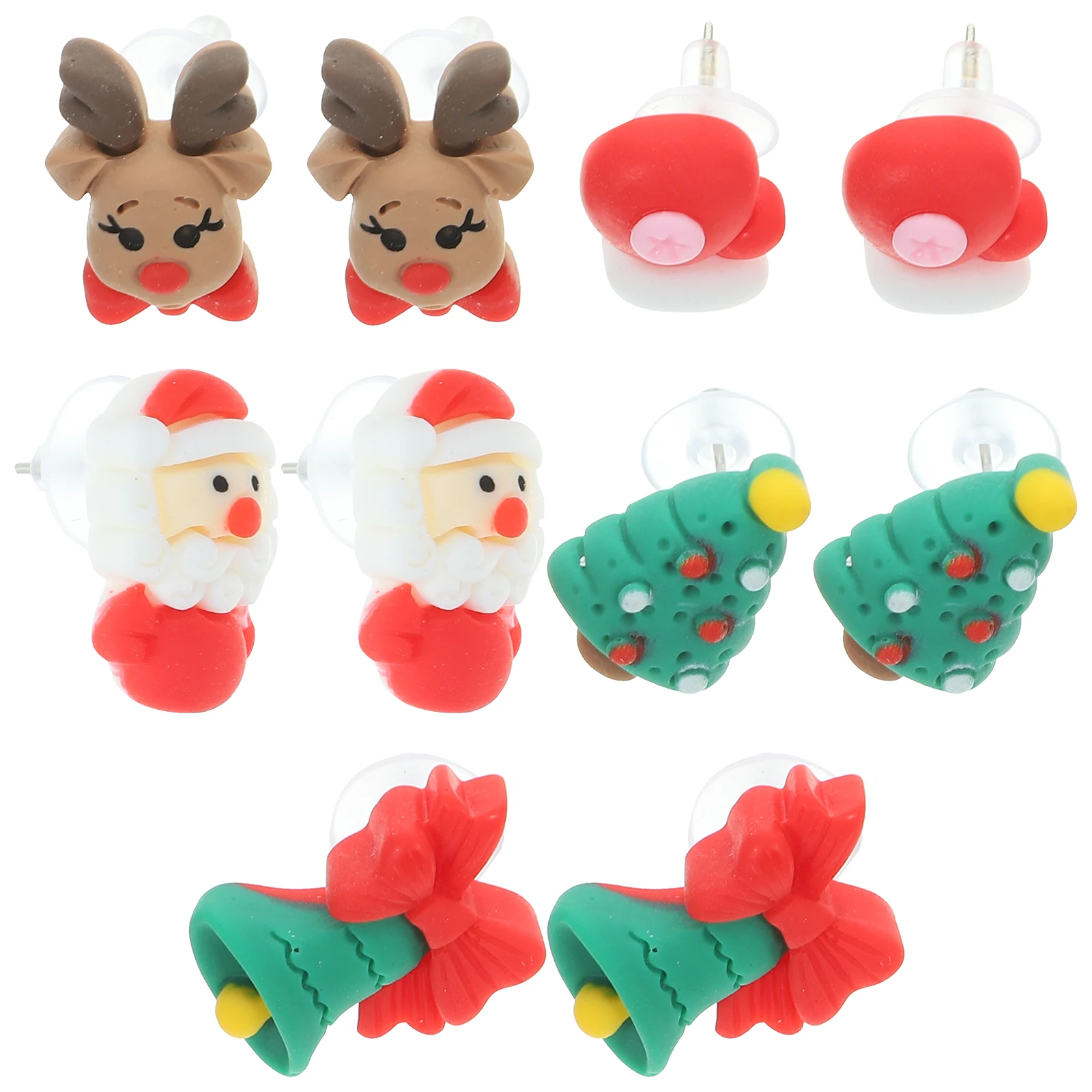 

5 Pairs Christmas Tree Earrings for Women Girls Creative Resin Holiday Studs Light Weight Fashionable Christmas Gifts