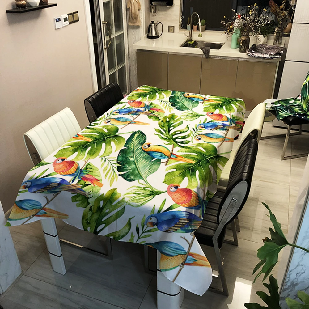 Tropical Green Plant Palm Leaf Monstera Cactus Tablecloth for Table Waterproof Table Tablecloth Outdoor Picnic BBQ Decoration