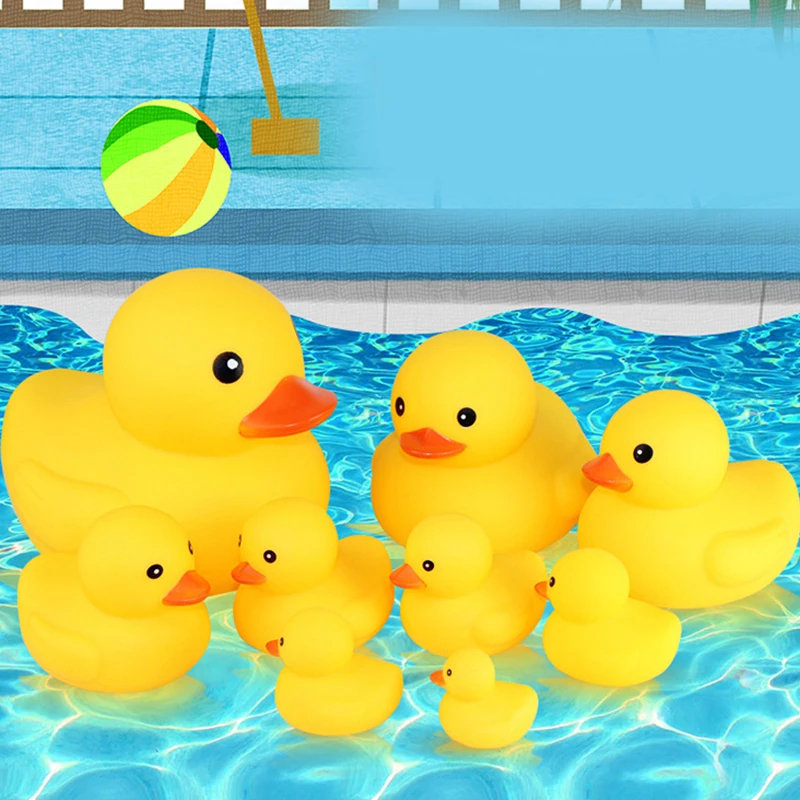 Pato amarillo grande de goma para baño, juguetes de baño Kawaii, Flotador para apretar, regalo para bebé