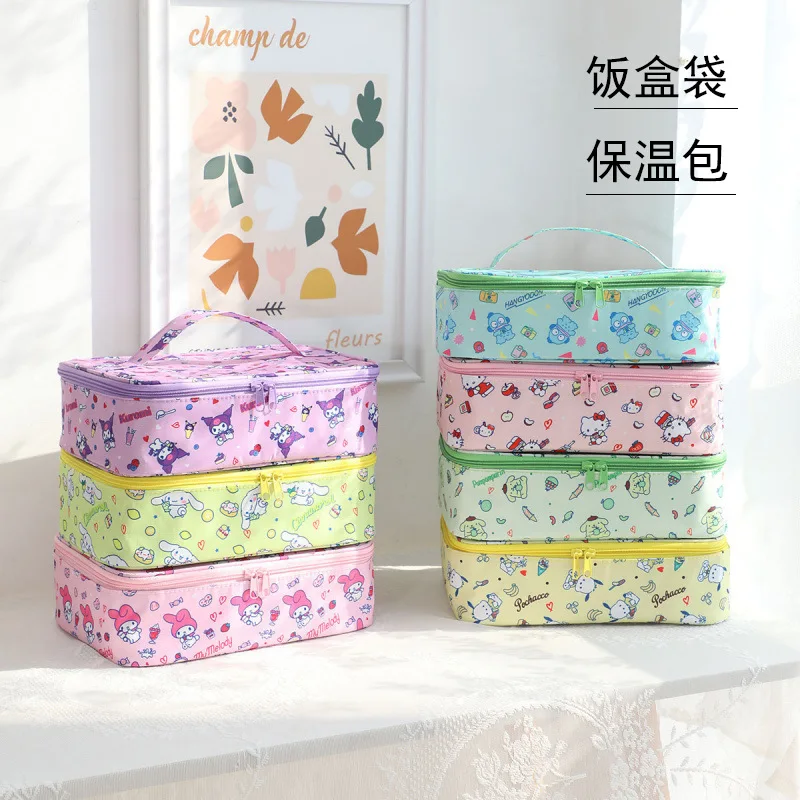 

Cartoon Hello Kitty Insulated Lunch Bag Cute Handbags Portable Thermal lunch Bag Fresh-Keeping Bag Tote for Student tote bag