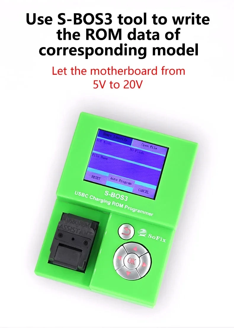 Sofix S-BOS3 USBC Charging ROM Programmer Used for Writing ROM Data for USB-C CD Chips (CD3215 and CD3217)
