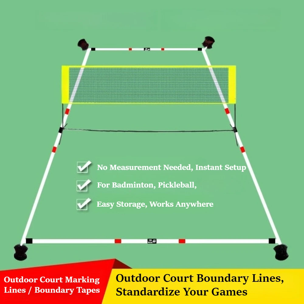 

Portable Badminton Court Boundary Line, Pre-Measured Tape for Pickleball, Volleyball & Shuttlecock