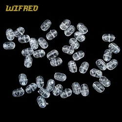 Wifreo 100/200PCS perline da pesca trasparente trasparente ovale doppio foro incrociato perline Sabiki Rig connettore a 3 vie accessori per la pesca