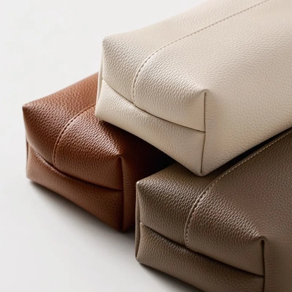 Kosmetiktuchbox-Abdeckung aus Raffiniertem PU-Leder, Faltbarer Kosmetiktuchbox-Halter - Dekorativer Halter/Organizer für Badezimmer-Waschtisch – Detail 3