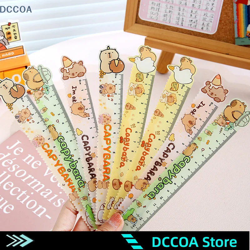 1Pcs Random Straight Ruler Creative Capybara Ruler Wavy Lines Drawing Tools Student Stationery Office Supplies Gift