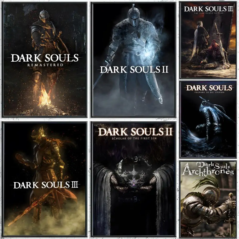 cool video game D-Dark Souls Poster Reteo Wall Art Aesthetic Room Decor Print Living Room Bedroom Home Decoration
