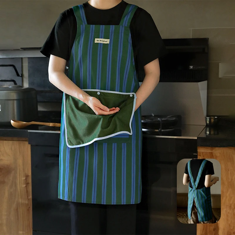 

Waterproof Kitchen Aprons with Two Pockets and Detachable Hand Towel for Women Men Adult Home Cleaning Cooking Bathroom Bar