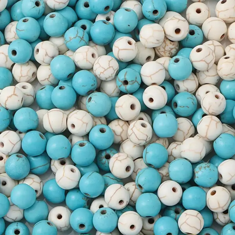 

Natural Stone Turquoise Beads 8mm, 100pcs Round Loose Gemstone Crafting Beads for Jewelry Making