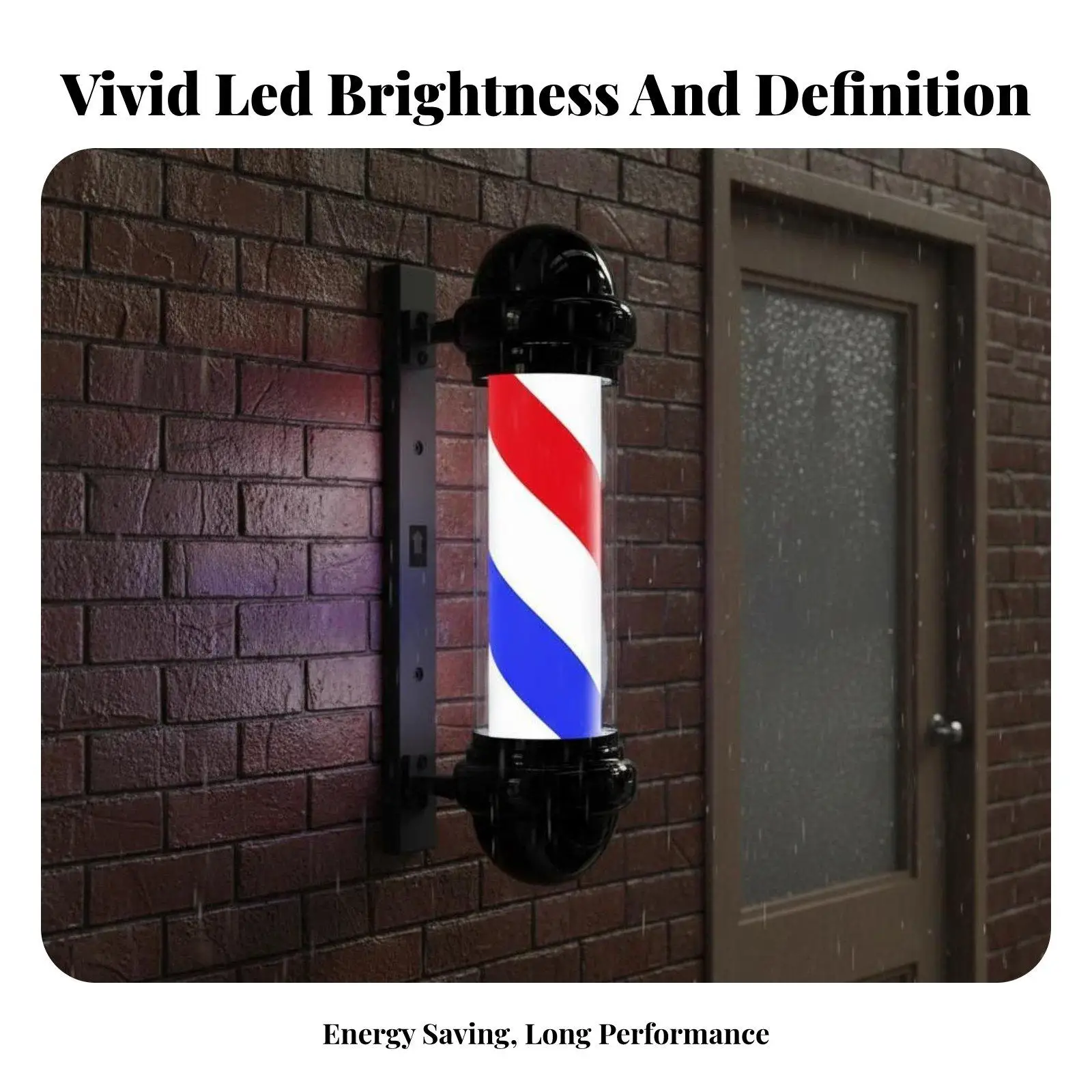 LED Barbershop Pole Light for Vintage Salon Decor with Weatherproof Construction and Simple Mounting Kit