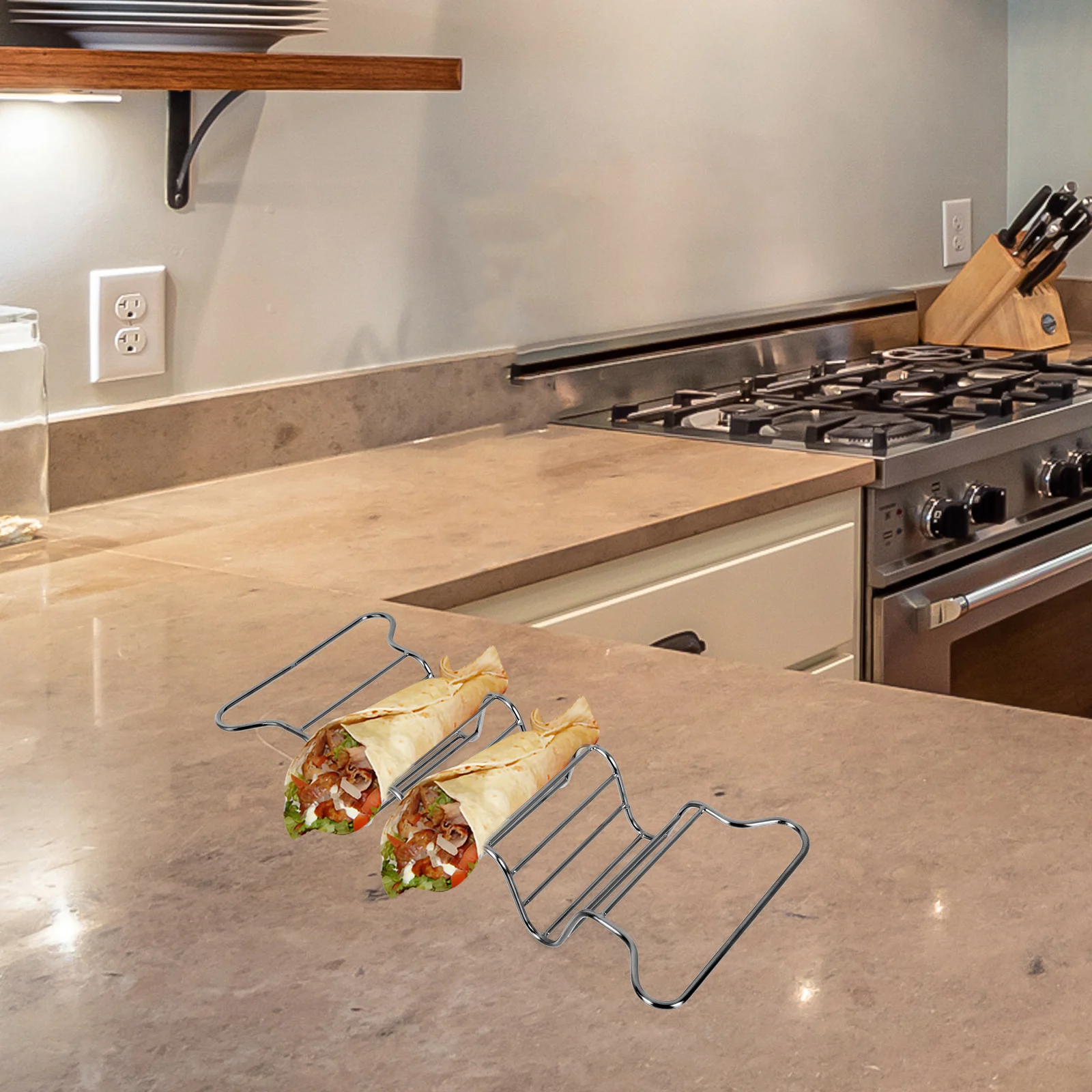 

Stainless Steel Taco St Pancake Rack Burrito Holder Tortilla Support Baking Food Rack Black Fits Plates Safe Quality