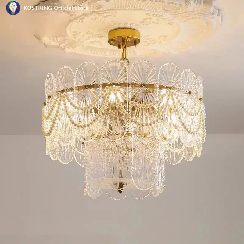 American retro glass chandelier French European luxury living room bedroom and dining room lighting fixtures