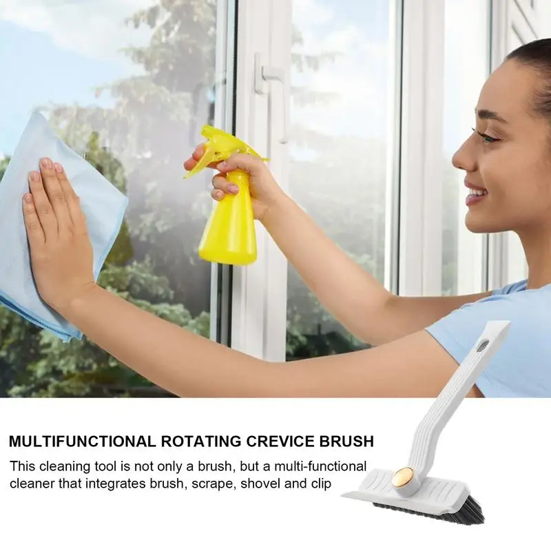 Cleaning Spins Brush Spinning Head Cleaner Squeegee For Bathroom Multi Functional Cleaning Brush With V Shaped Bristles For Tile