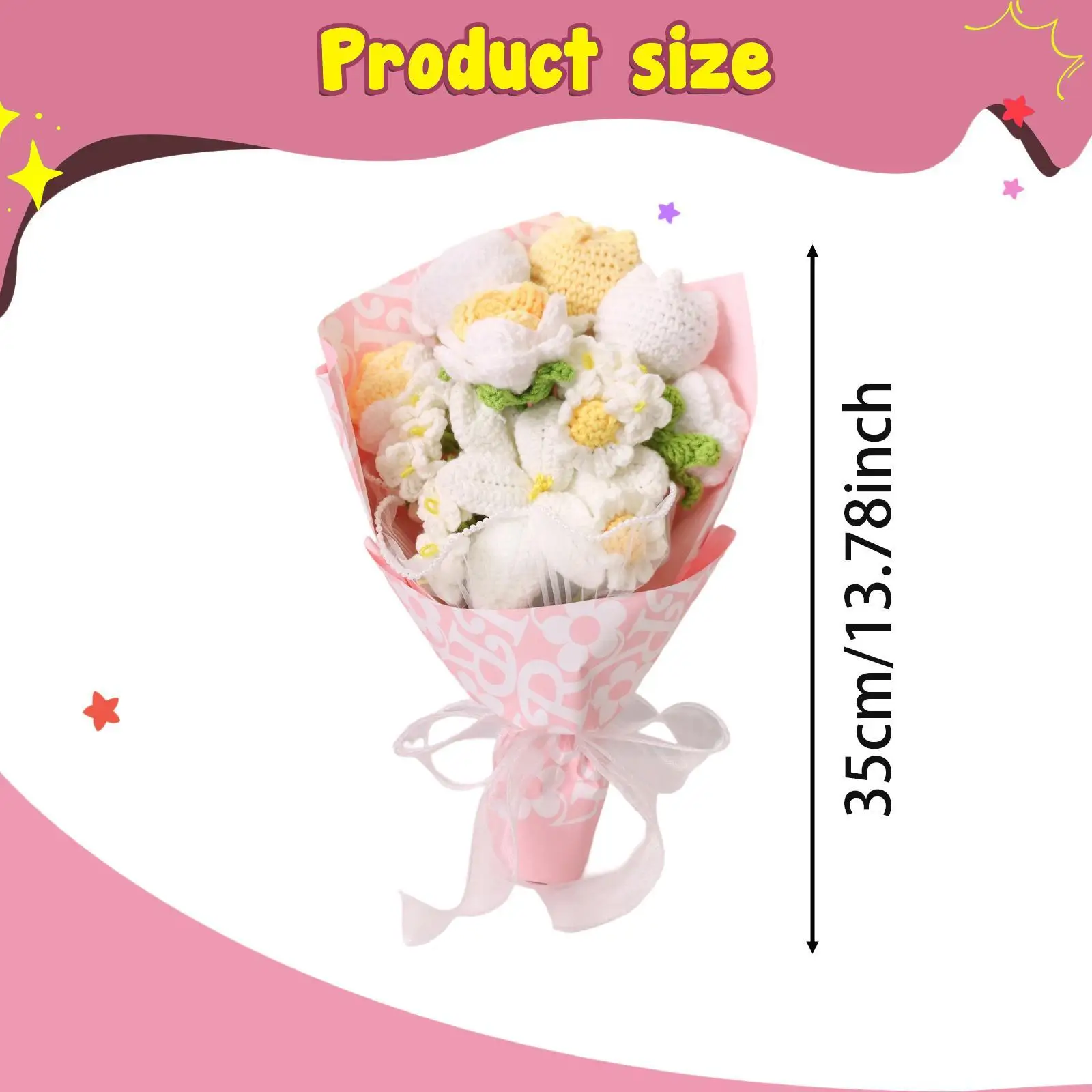 

Вязаный крючком букет цветов ручной работы, искусственные цветы для декора дома, подарок на День матери, для бабушки, жены