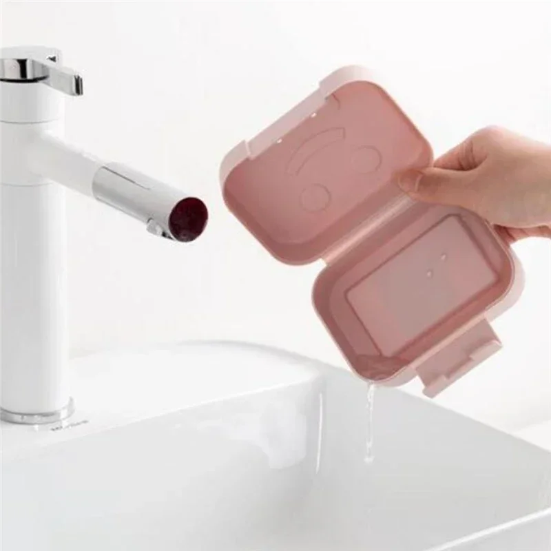 Travel Nordic Style Soap Box Container Bathroom Holder Dish with Lid Leakproof Lockable Plastic Convenient Candy Color Shower