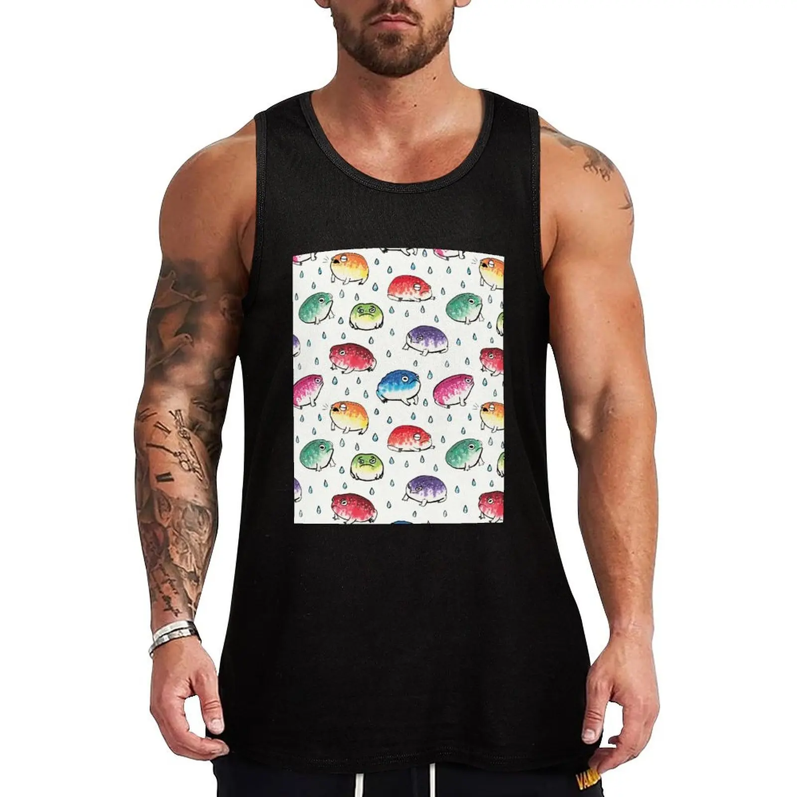 

Round Rain Frogs Tank Top man vest tops Male clothes Men's clothes