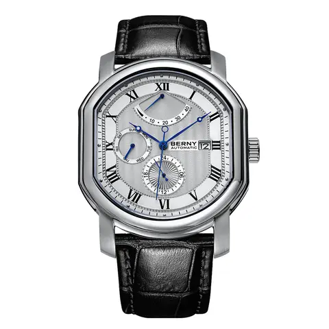 BERNY Men Mechanical Watch Top Accuracy Move Automatic Wristwatch Luxury Male Clock Sapphire Self-Winding Men's Watch Waterproof