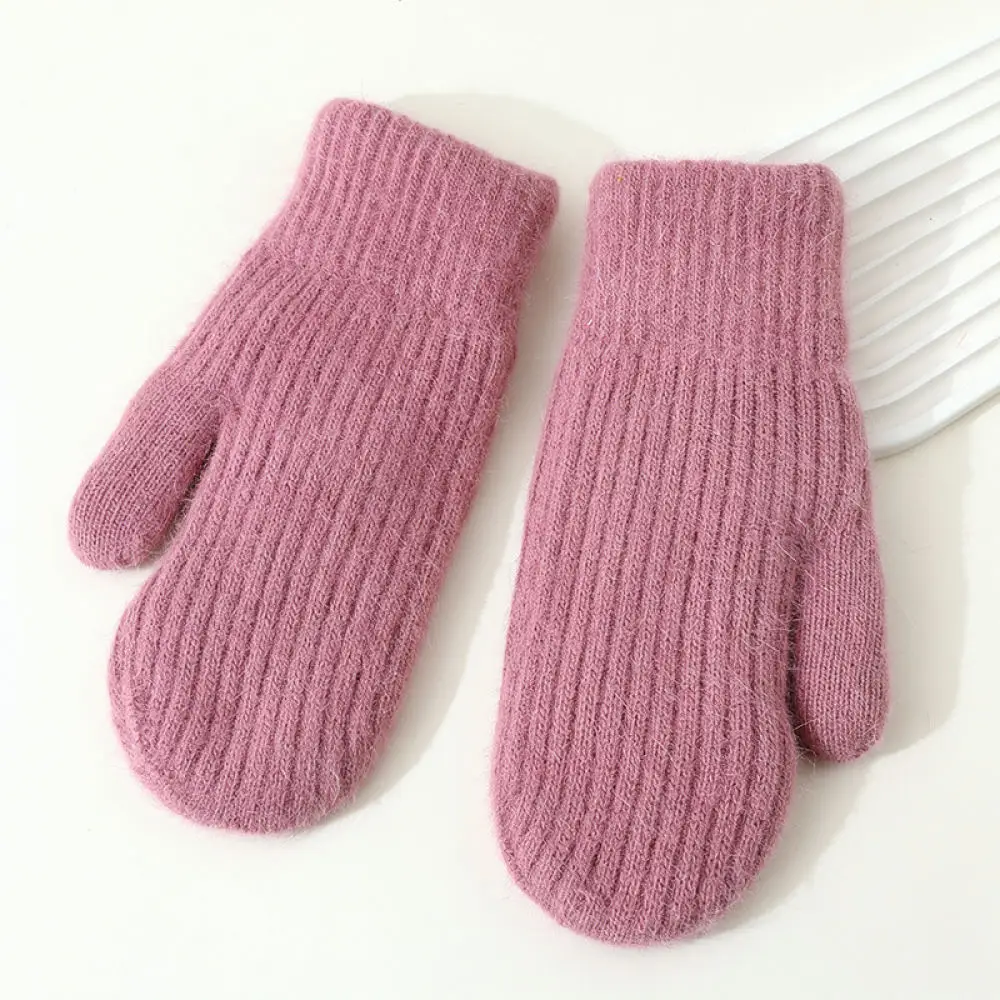 Winter Windproof Mittens Women Blending Plush Gloves Thick Thermal Soft Outdoor Cycling Hand Warmers
