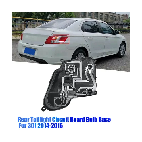 Imagen 2 del producto Base de bombilla de placa de circuito de lámpara trasera izquierda para Peugeot 301, 2014-2016, soporte de luz trasera de freno de coche, sin bombilla