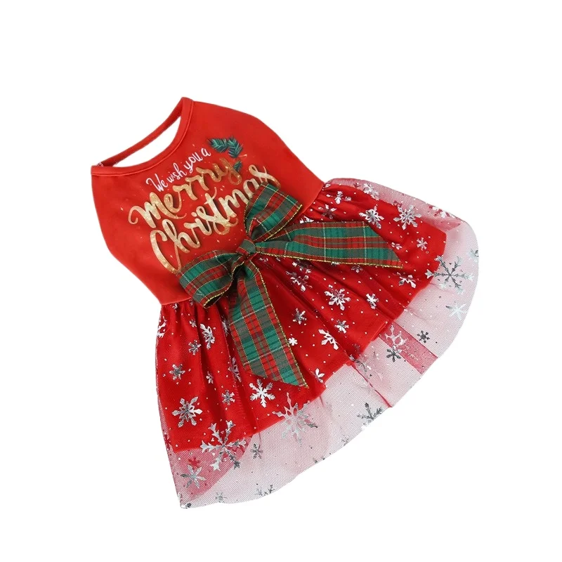 Pet Party Dress Up Props Party Photo Booth Props New Pet Clothing Christmas Day Celebration Party Christmas Dog Mesh Dress view 3