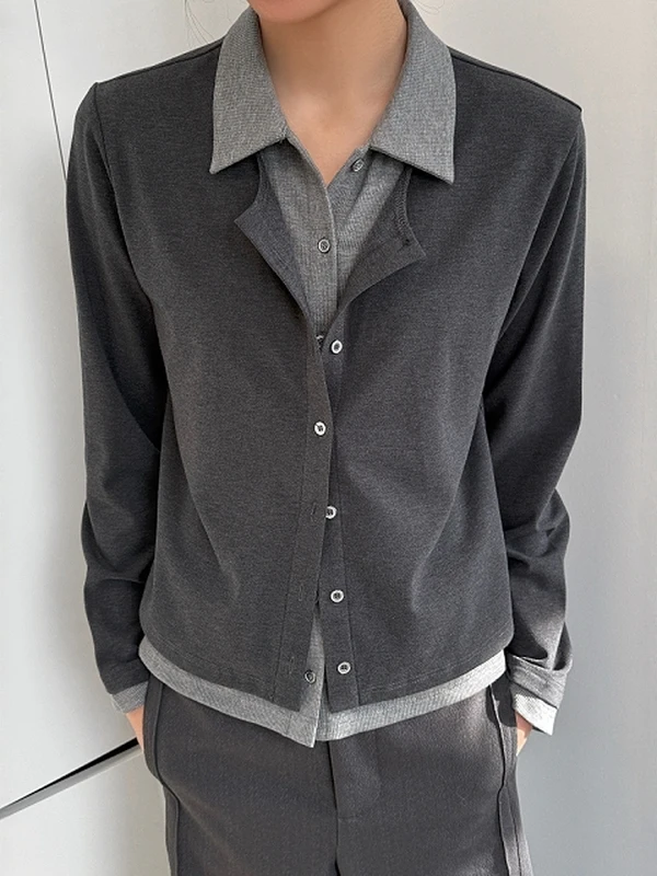 

American Retro Spliced Long Sleeve Open Cardigan Men's Spring Autumn High Quality Collar Fitting Knitted Shirt Casual Style P...