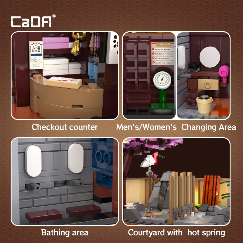 Cada Japanese Street View Set Bricks Series Sushi House Shop LED Steamed Bun House Building Blocks Summer Cafe Christmas Toy view 4