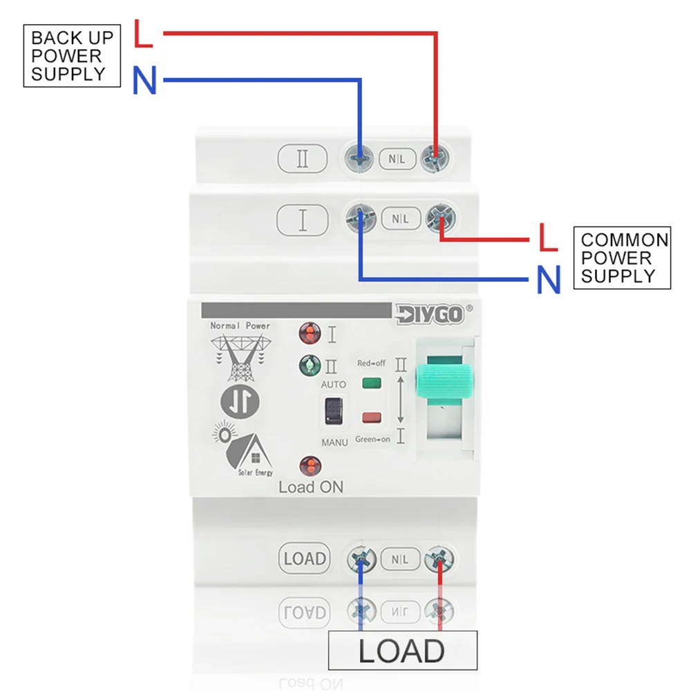 Din Rail Automatic Transfer Switch ATS Dual Power Selector Switch 110V 220V Uninterrupted Power for Solar PV/Inverter Systems - Image 5