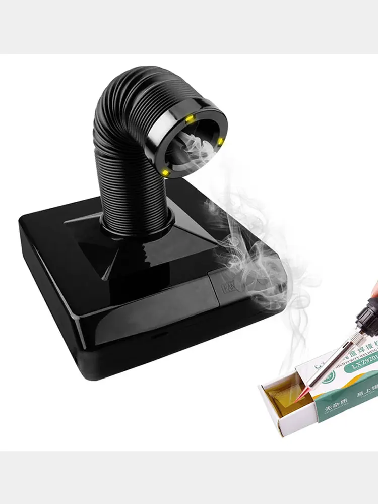 60W soldeerbout dampafzuiger met LED-licht ESD koolstoffilter spons rookinstrument voor reparatie van elektronische componenten - afbeelding 2