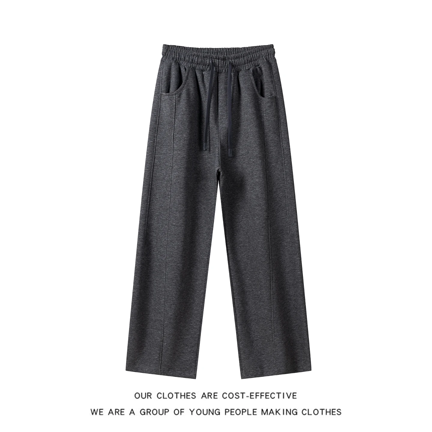 Deep Grey Banana Wide Leg Pants Men's Straight Loose Knife  Sweatpants American Lazy Draping Casual Sports Long Trousers