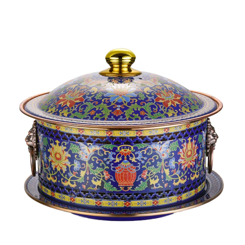 

Large capacity double handle hot pot set enamel coated lid household induction cooker