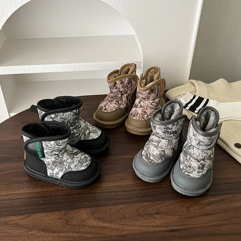 

Toddler Boys Girls Warm Fleece Lined Boots 2025 New Winter Kids Snow Boots Non-slip Waterproof Simple Versatile Outdoor Boots