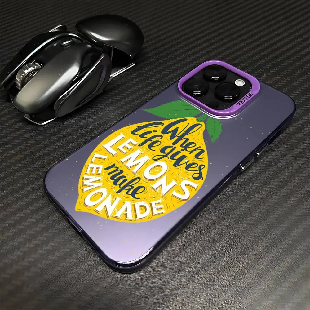 Summer Fresh Fruit Lemon Phone Case For iPhone17,16,15,14,13,12,11 Plus,Pro Max Purple Matte Shockproof Cover