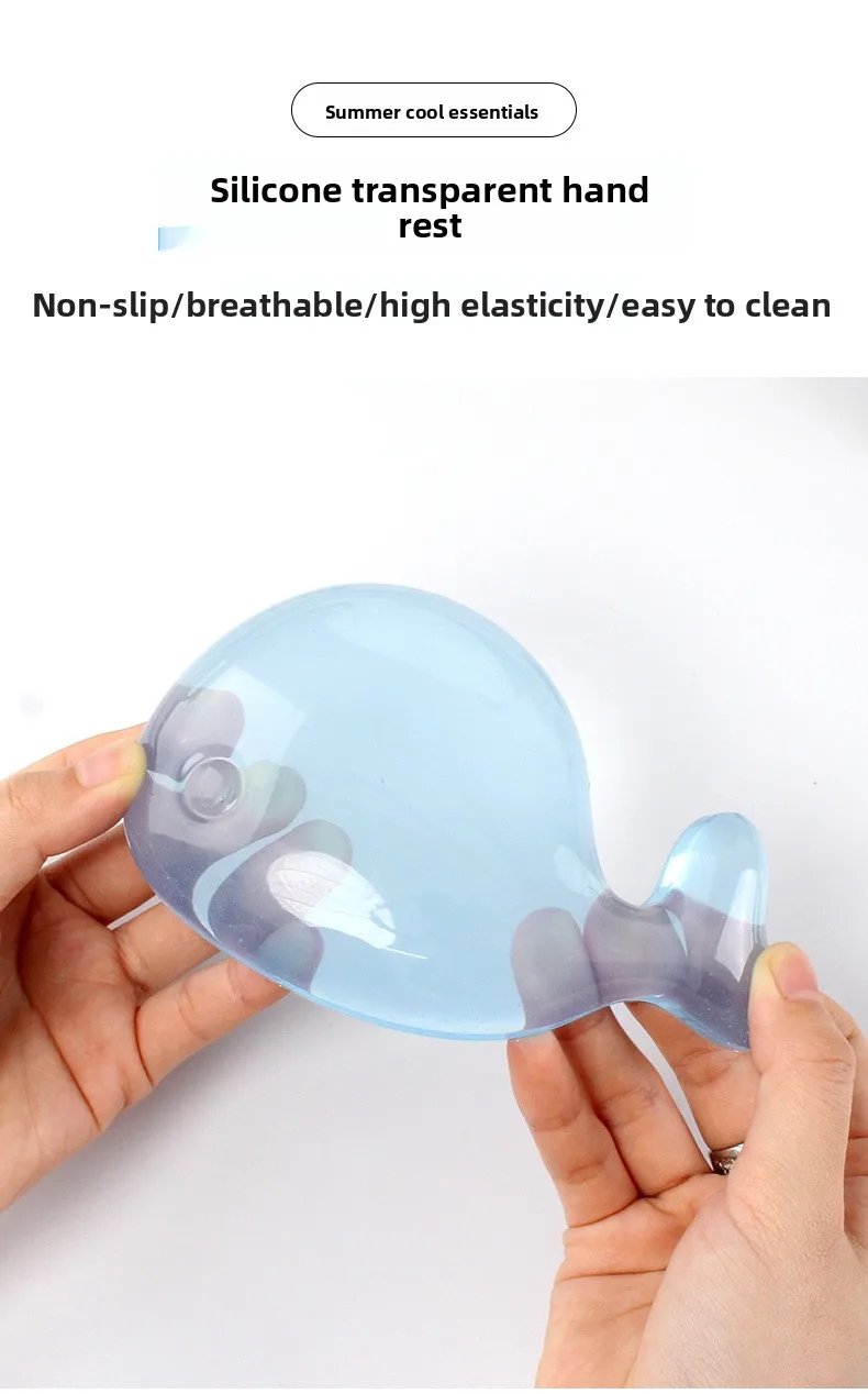 Kristallklare Silikon-Handgelenkauflage Mauspad Sommer-Kühlende Weiche Ergonomische Schreibtischunterlage 4 Farben 40+ Formoptionen – Detail 3