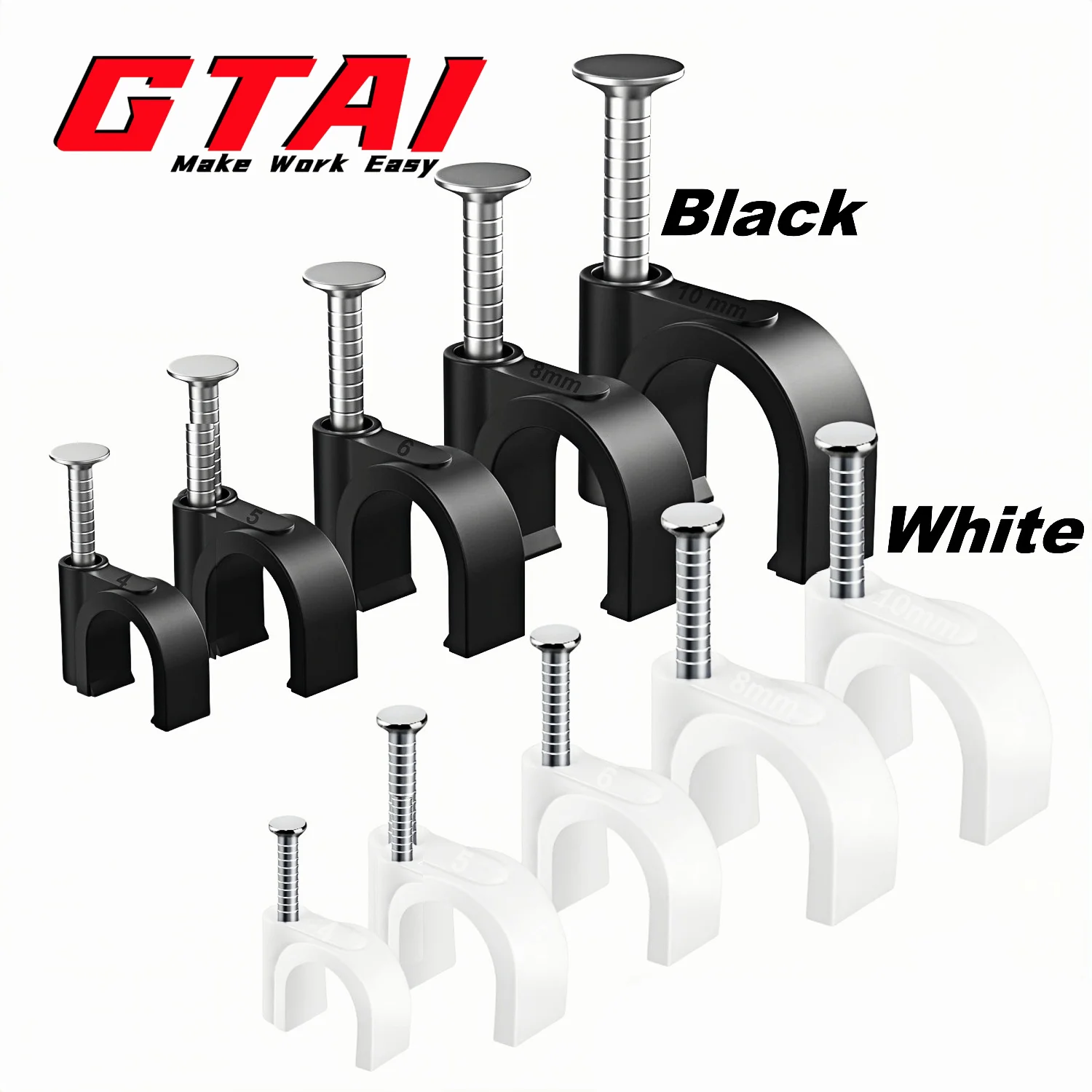 200Pcs Cable Clamps Nail In Cable Clips， Round Circle Ethernet Cable Wall Clips Cable Tacks Coax Cable Clip Speaker Wire Clips