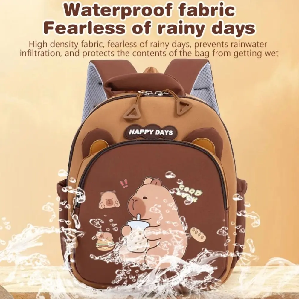 

Детский рюкзак с капибарой для детского сада, милый легкий рюкзак с капибарой, коричневый, с множеством карманов, школьная сумка для детей