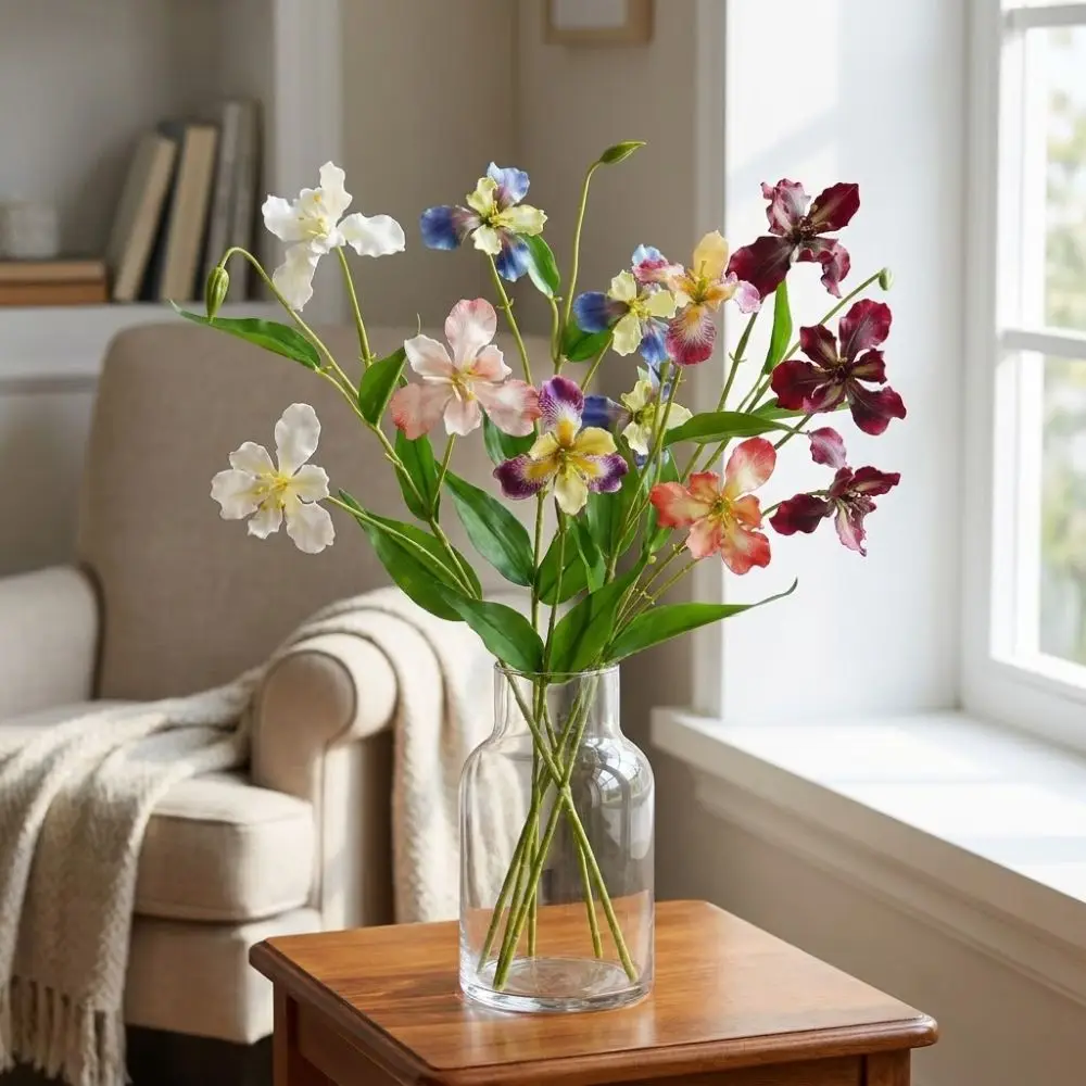 Long Branch Artificial Iris Flower Branch Real Touch Handmade Luxury Fake Iris Stem Wither Resistant Realistic