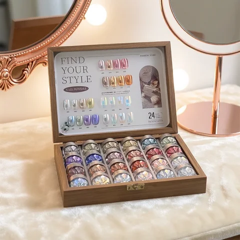 High-End Nail Art Set, 24 Colors Moonlight Mirror Powder Kit, Ultra-Fine Glitter, Japanese Style, Perfect for All Occasions