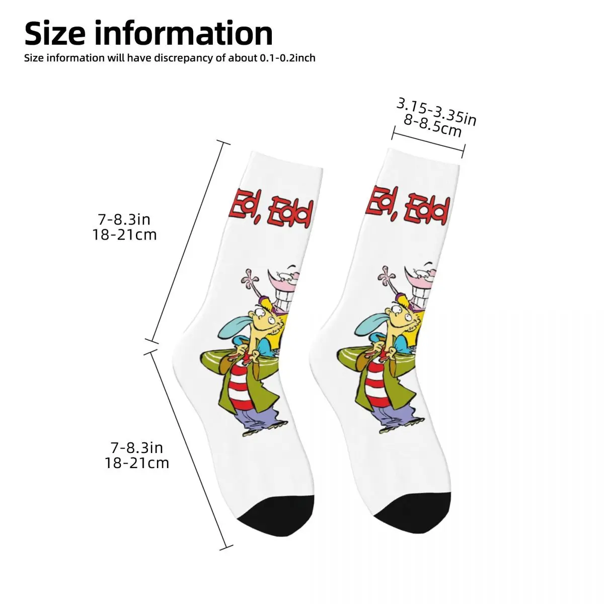 Happy Funny Happy Men\'s Socks Retro Harajuku Ed, Edd n Eddy Cartoon Hip Hop Novelty Seamless Crew Crazy Sock Gift Printed