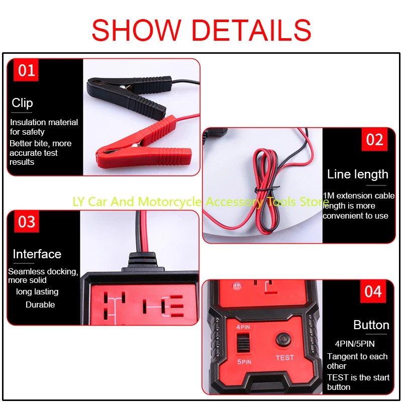 Car Relay Tester 12V Electronic Automotive Relay Tester Universal For Auto Battery Checker Alternator Analyzer Diagnostic Tool