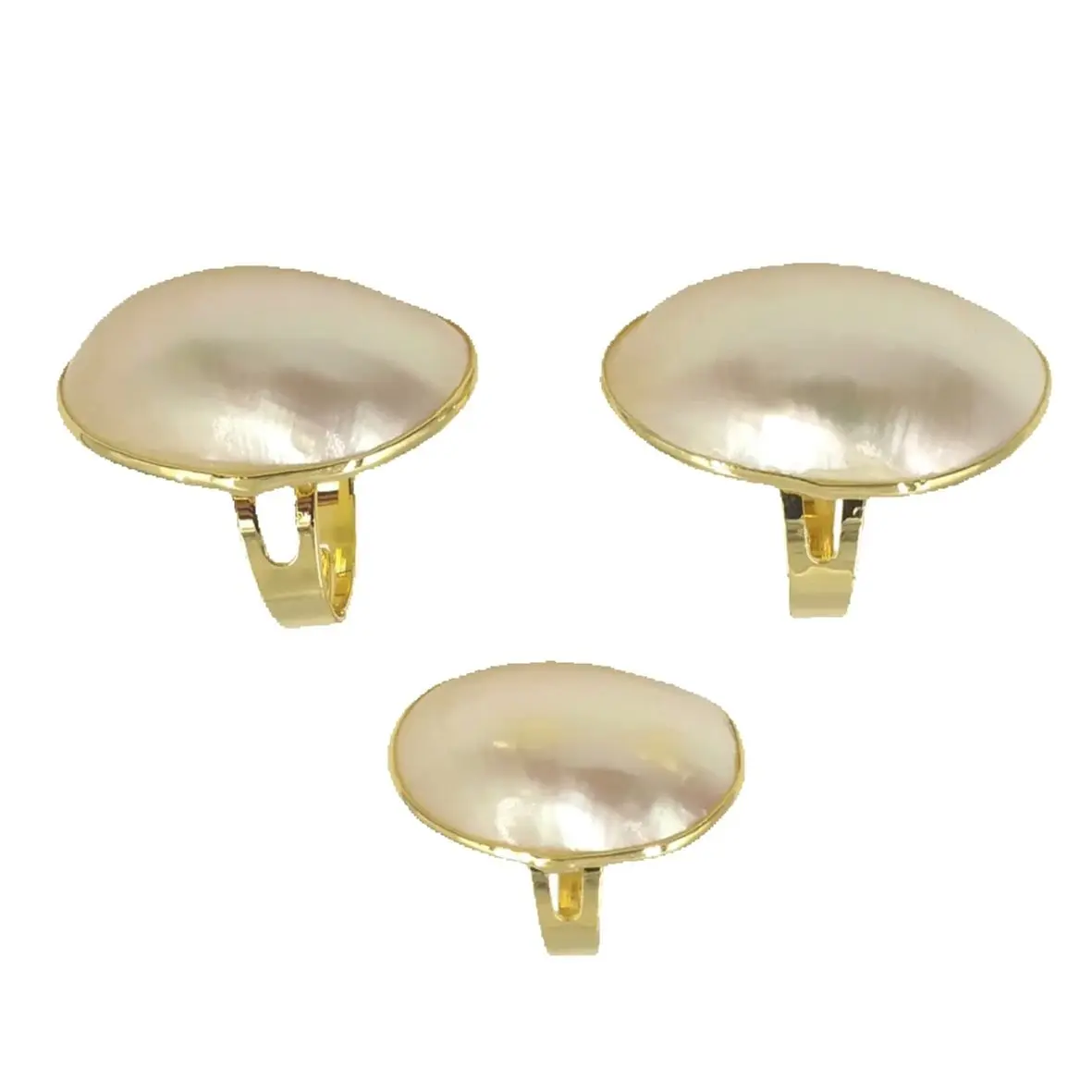 

WT-MPR019 Extravagant Personality Ring With Gold Natural Oval Shape Pearl Rings 2025 Christmas Birthday Women Present