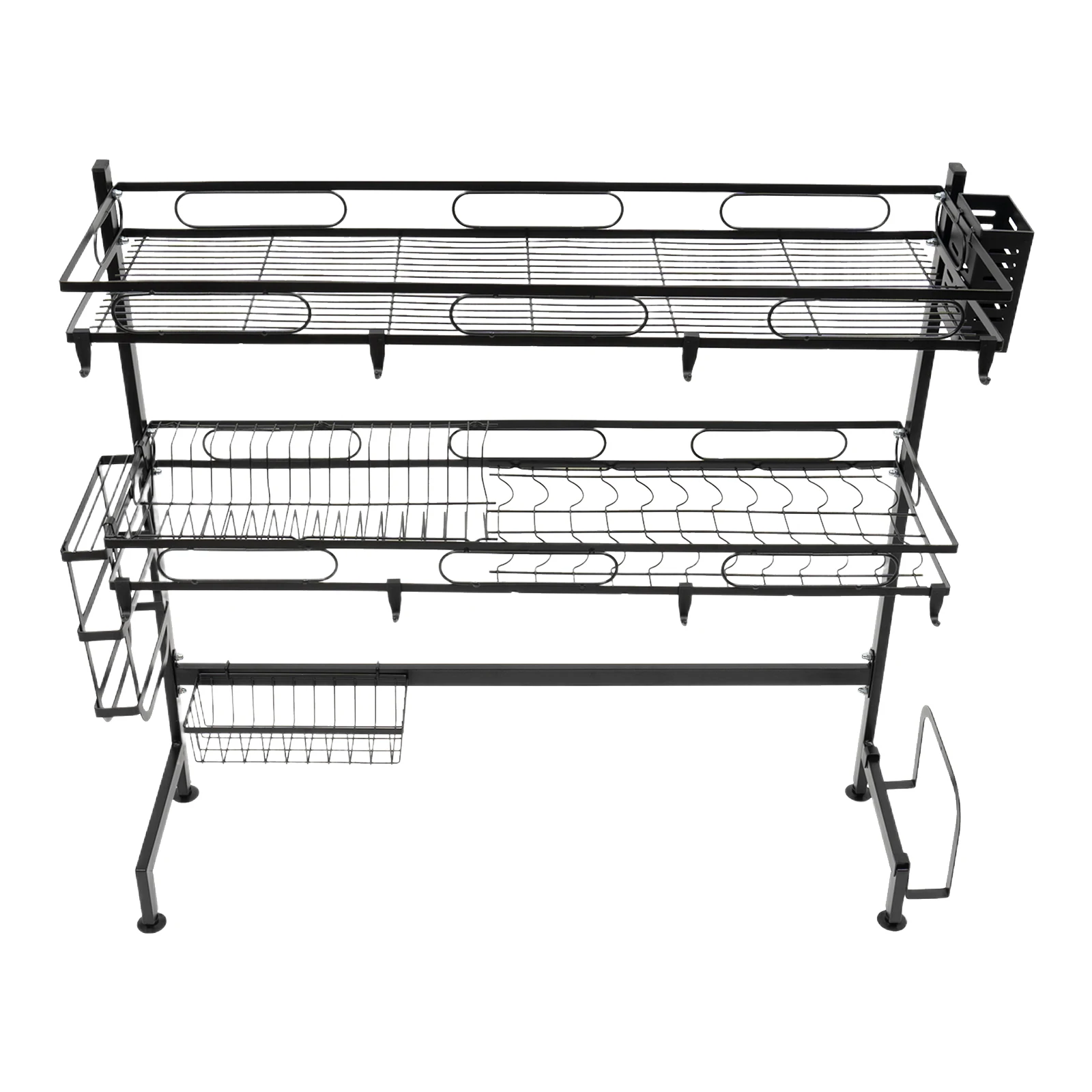 

2Tier Over Sink Dish Drying Rack, Cutlery Drainer Kitchen Shelf Cup Organizing for Kitchen Counter-Space-Saving Dish Rack