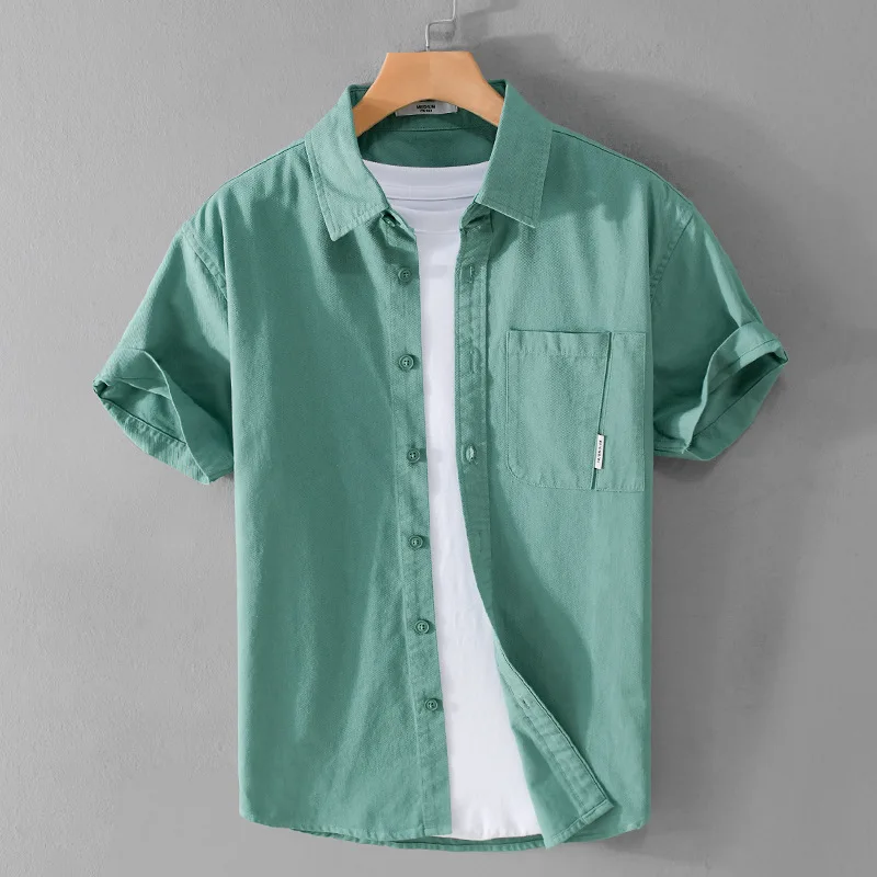 

GIOIOMen's Shirt，2025Spring and Summer New Cotton Solid Color Casual Short Sleeve Shirt，Top，Fashion Men's Wear