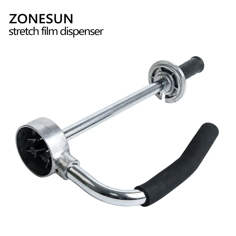 ZONESUN Portable 30-50cm Height Adjustable Stretch Film Wrapping Machine Handheld Dispenser Stainless Steel Pallet Packing Tool