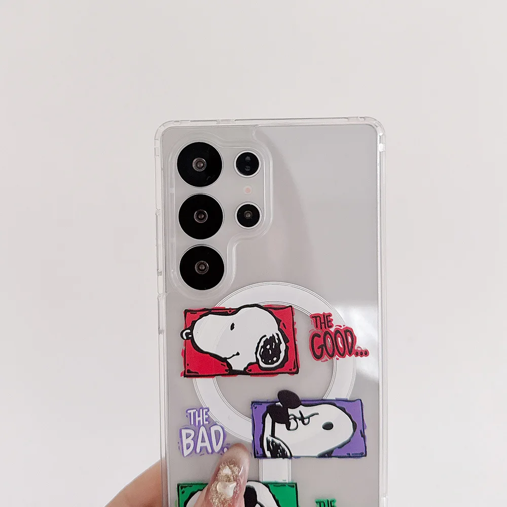 Cute Cartoon Snoopy Charlie Brown Magnetic Magsafe Wireless Charge Phone Case For Samsung Galaxy S26 25 24 23 Ultra Puls Cover - view 5