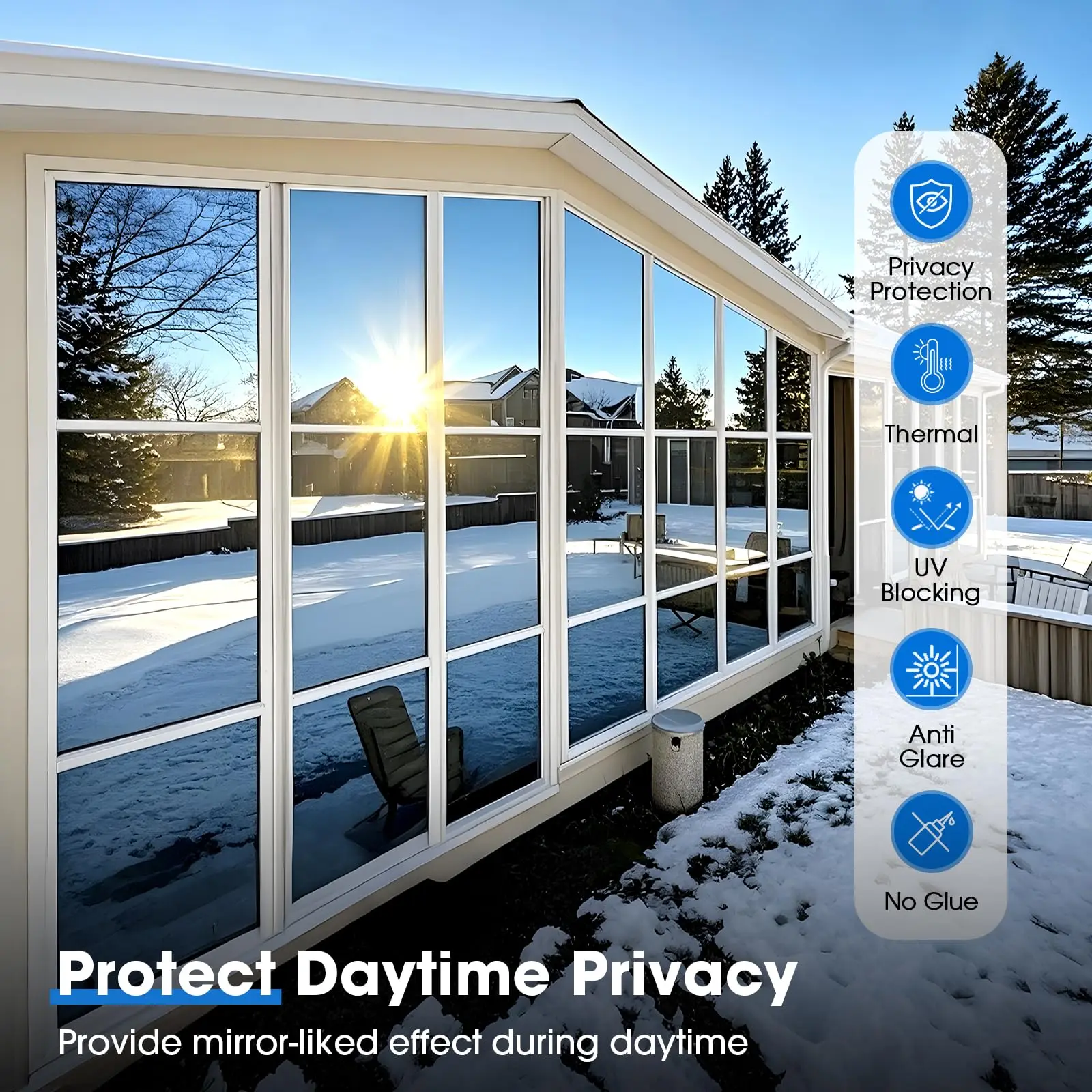 مكافحة نظرة نافذة الفينيل الزجاج الخصوصية فيلم طريقة واحدة ملصقات للمرايا الأشعة فوق البنفسجية حجب تينت احباط غير لاصق الاستقطاب نافذة الفيلم