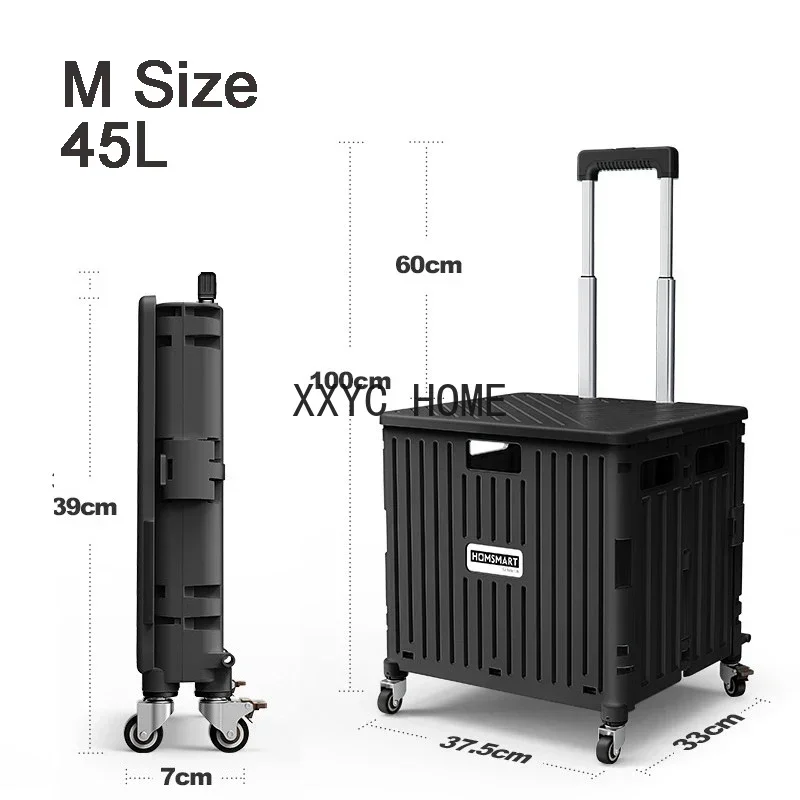 Rolling Crate With Wheels Foldable Rolling Pull Crate Heavy Duty Storage Cart Outdoor Folding Portable Shopping Carts Hand Cart