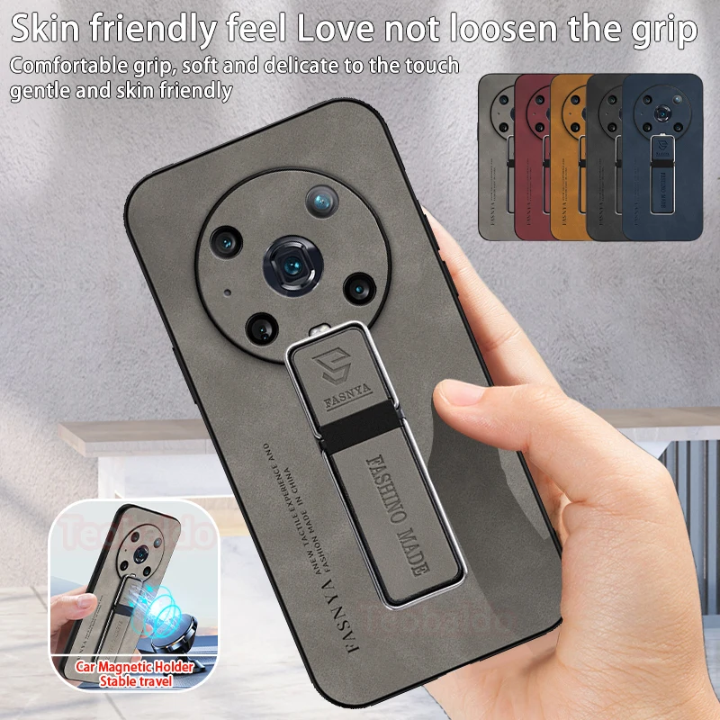 For Honor Magic4 Pro Car Magnetic Holder Phone Case Honor Magic 4 Pro 4Pro Magic4 Soft Silicone Shockproof PU Leather Back Cover