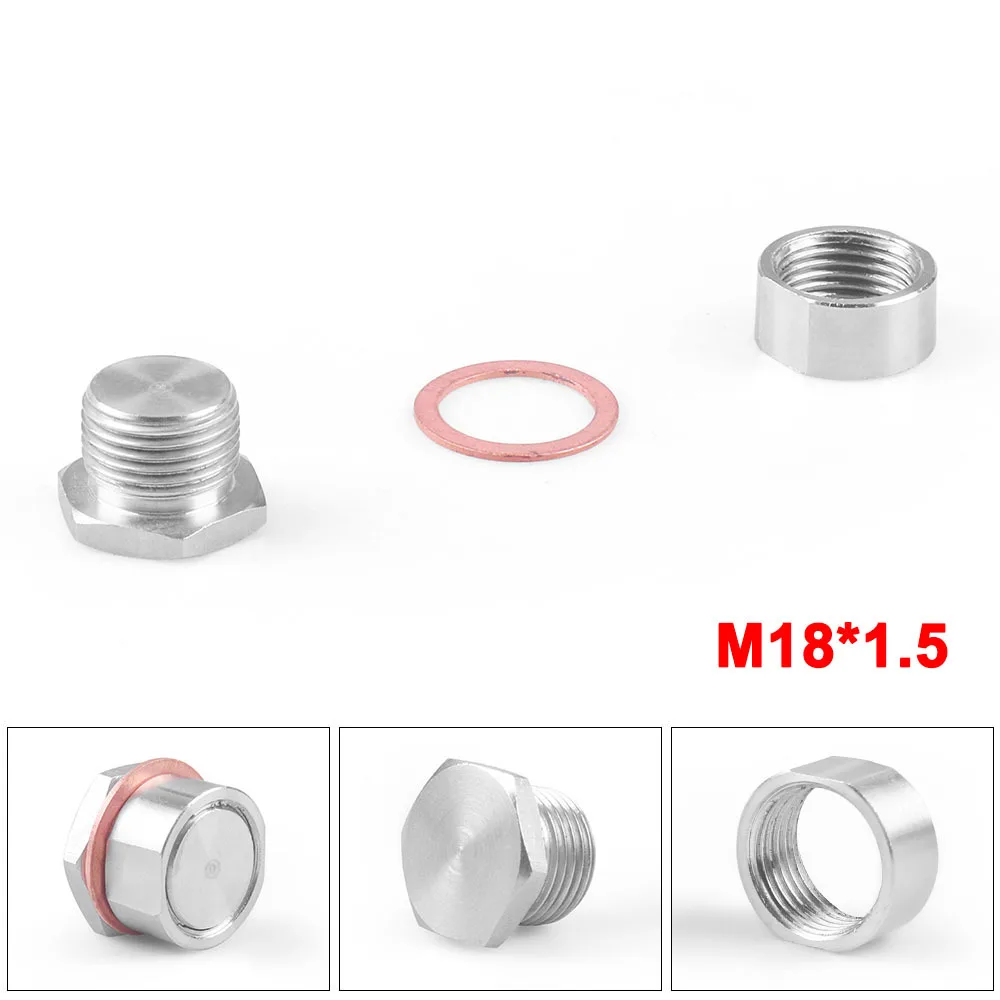 Oxygen Sensor Stainless Steel M18X1.5 Bung Plug Nut Stepped Mounting Cap Kit Plug Nut Plug Wideband Nut Fitting Weld Bungs